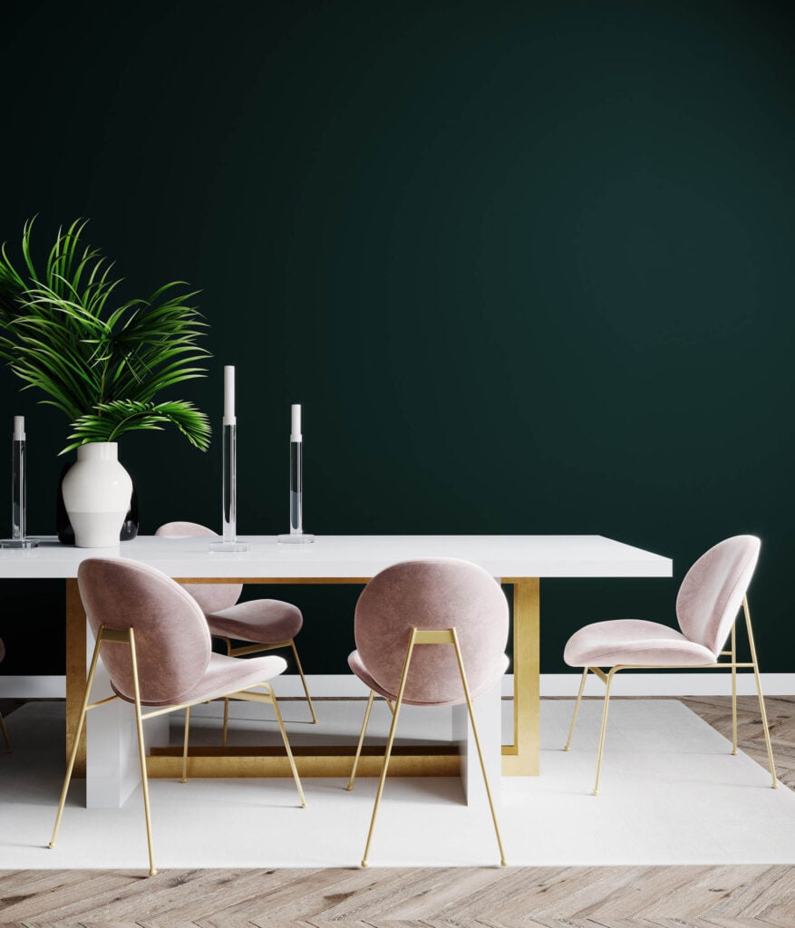 Multifunctional Furniture: Space-Saving Solutions for Compact Homes 3 living room interior design scene with pink chair table empty green wall